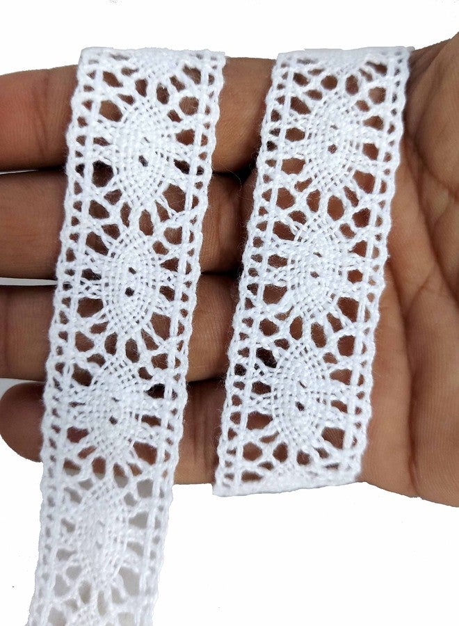 Mezin Cotton Eye-1 GPO Lace Border for Dress, Kurtis, Dupatta, Bag, Craft and Decorations (9 Mtr, White) - Image 3